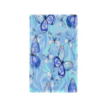 Imagem de Wassud Placa decorativa para interruptor de luz borboletas azuis e brancas, placa de parede para tomadas elétricas em branco 11 x 7 cm