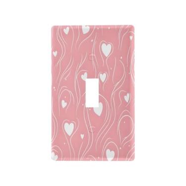 Imagem de Wassud Placa de cobertura para interruptor de luz, linha branca, formas de coração, capas de tomada decorativas, placa de parede para tomadas elétricas, interruptor único 11 x 6 cm