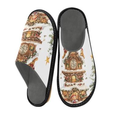 Imagem de STAYTOP Pantufas fofas de animais brincando na torre do relógio para mulheres, chinelos masculinos felpudos, espuma viscoelástica macia e confortável, antiderrapante para uso interno e externo - 28