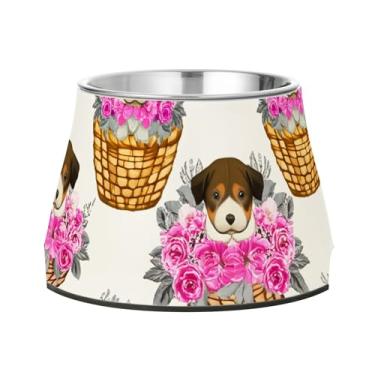 Imagem de Burbuja Tigela de aço inoxidável para comida e água, antiderrapante para cães médios e gatos, 590 ml