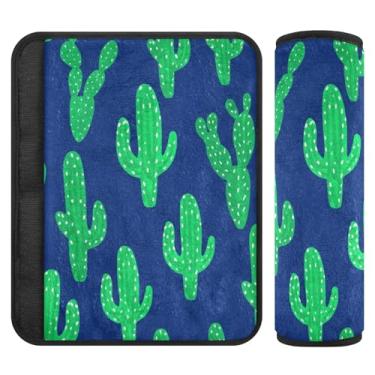 Imagem de Burbuja Capa para cinto de segurança de carro Cactus Protetor de cinto de segurança macio confortável para alça de ombro de assento, 1 par médio
