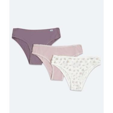 Imagem de Kit 3 Calcinhas Biquíni Microfibra Estampa Floral DelR-37418 - Delrio,