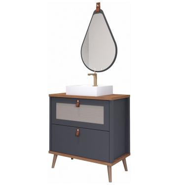 Imagem de Armário Banheiro 80cm Mdf Cuba E Espelheira Gota Titanium