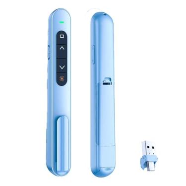Imagem de Clicker de apresentação para PowerPoint, RF 2,4 GHz USB C sem fio apresentador remoto com controle de volume, PowerPoint Clicker Slide Advancer para Mac, Windows, Laptop, Keynote, preto