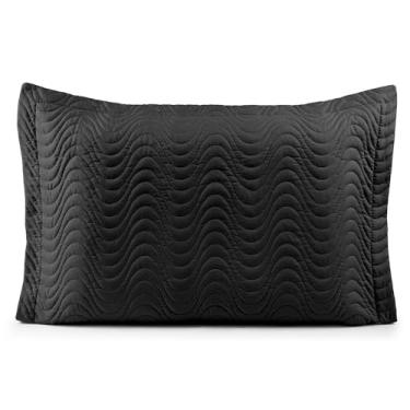 Imagem de Porta Travesseiro Laura MR Enxovais Matelado com Debrum 70x50 cm – Toque Percal 200 Fios 100% Poliéster (preto)