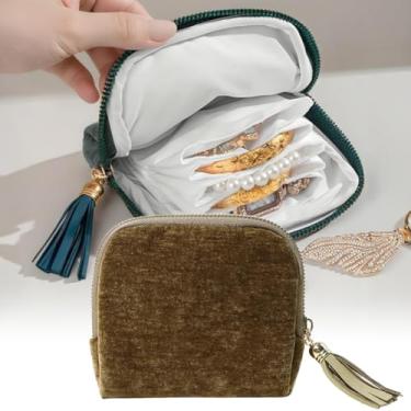 Imagem de Bolsa organizadora de joias de viagem para mulheres, caixa de joias portátil com pequenas bolsas para pulseiras de cristal de cura de pedras preciosas, armazenamento de pulseiras de colar, suporte de
