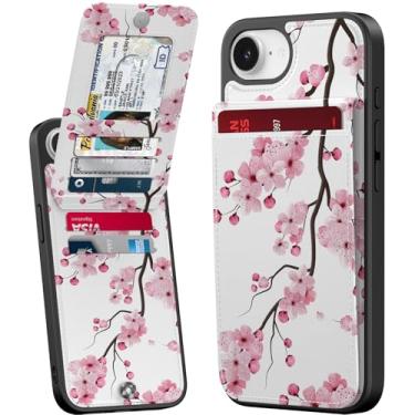 Imagem de Bemal Capa carteira para iPhone 16e, suporte embutido para 6 cartões, impressão moderna, bloqueio RFID, suporte de couro PU, fecho magnético, capa de telefone à prova de choque para mulheres e homens