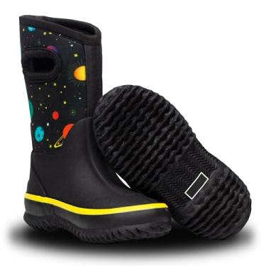 Imagem de Botas de lama para crianças isolantes Lone Cone para meninos e meninas – Botas de neve infantis impermeáveis – Botas de neoprene quentes para crianças – Botas quentes para crianças, Aventura Espacial,