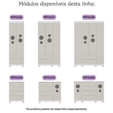 Imagem de Guarda-roupa Infantil 62cm 2 Portas Com Vidro E 2 Gavetas Suspiro Multimóveis MP4456 Branco-off White