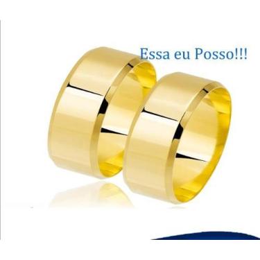 Imagem de Par Alianças Ouro Tradicional Reta Ouro 18 Kilates Par Com Kina Lisa e