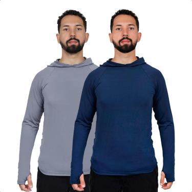 Imagem de Kit 2 Camisa Segunda Pele Masculina Térmica Frio Capuz Uv50-Unissex