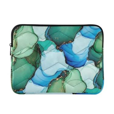 Imagem de Capa acolchoada para laptop aquarela azul-petróleo para notebook capa de computador média