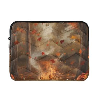 Imagem de Capa para laptop feminina para dispositivos eletrônicos portáteis outono cena de acampamento à prova de choque capa protetora para notebook