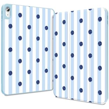 Imagem de Teryeefi Capa para iPad (A16) 11ª geração 11 polegadas 2025 e iPad 10ª geração 10,9 polegadas 2022 com suporte para lápis, despertar/hibernar automaticamente, suporte triplo (listras azuis criativas)