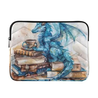 Imagem de Capa para laptop 13, 13,3, 14 polegadas aquarela dragão e livro à prova de choque capa protetora para notebook tablet pasta bolsa de transporte