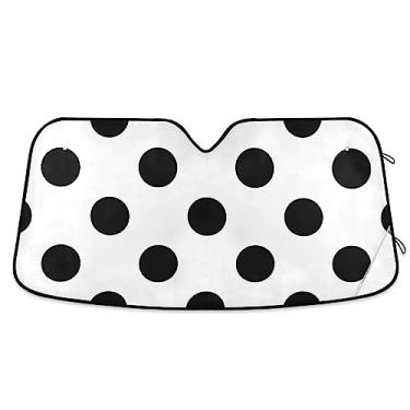 Imagem de Persiana de carro preto e branco de bolinhas, persianas de carro para janelas dianteiras, protetor solar de carro