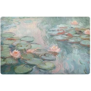 Imagem de Pintura personalizada nenúfares flores tapete de porta interior bonito tapete de porta hilariante, tapetes para entrada interior tapetes de porta para entrada de casa, 81,3 cm x 50,8 cm