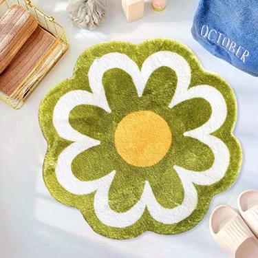Imagem de Tapete de banho em forma de flor, antiderrapante, fofo, macio, fibra superfina, lavável na máquina, tapetes de banheiro absorventes de água para entrada, quarto, cozinha, banheiro, piso de vaso