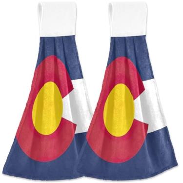 Imagem de TSENQUE Conjunto de 2 toalhas de mão personalizadas com bandeira do estado do Colorado para pendurar no outono, toalhas de forno decorativas macias e absorventes, 46 x 35 cm