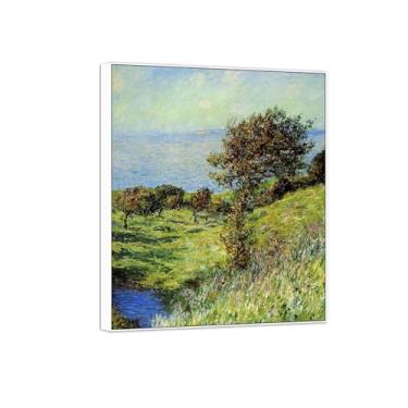 Imagem de Claude Monet Famosas Impressões em Tela de Parede Prontas para Pendurar - Rajada de Vento-Quadro Branco para Decoração de Sala de Estar 30 x 35 cm 12 x 13 pol