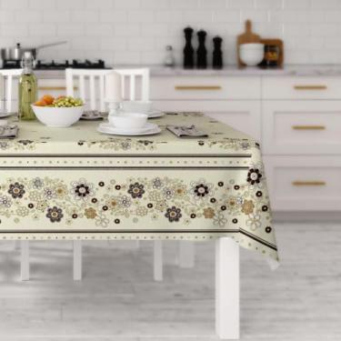 Imagem de Toalha de Mesa Floral Oxford 6 Lugares Retangular – Toalha de Mesa Estampada para Sala de Jantar (Flor caramelo)