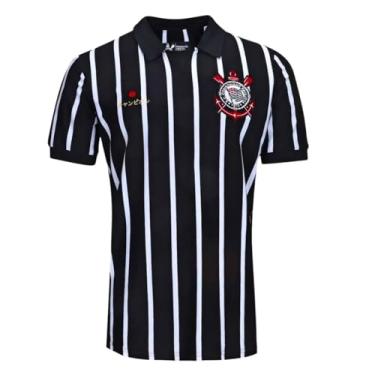 Imagem de Camiseta Retrô Japão Corinthians Coimbra, gola polo listrada, G