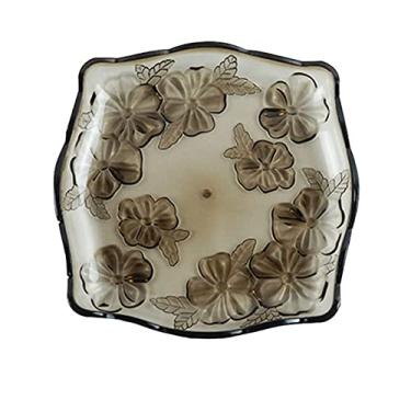 Imagem de Bandeja multifuncional de acrílico para lanche de festa com tampa, pratos de servir para frutas secas nozes, doces, frutas quadradas esculpidas retrô, bandeja de sorvete, tigela de sorvete (marrom)