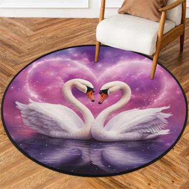 Imagem de Tapete redondo pequeno de 1,5 m para dia dos namorados, tapete circular antiderrapante, lavável, para quarto, sala de estar, berçário, cozinha, banheiro, entrada, decoração de casa