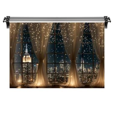 Imagem de Kate Pano de fundo interno de 3 x 2,5 m para fotografia, cidade, paisagem noturna, janela do chão ao teto, foto, foto, vídeo, estúdio, adereços