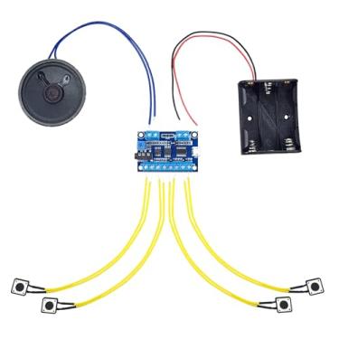 Imagem de Módulo de gravação USB (vários arquivos de som por botão) com botões, alto-falante e caixa de bateria