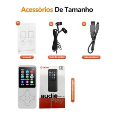 Imagem de MP3 Player com Tela de Toque, MP3 Player Portátil com Bluetooth 5.0, Rádio FM, Gravação de Voz e Reprodução de Vídeo, Leve e Compacto para Esportes, Viagens e Presentes (Branco)