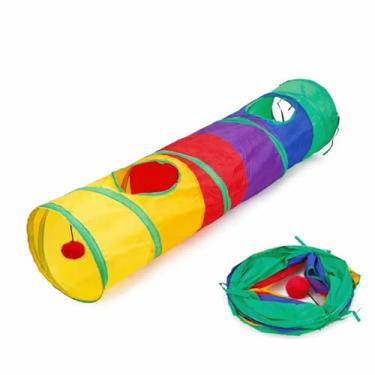 Imagem de Brinquedo Interativo Para Gatos Pets Túnel Labirinto Colorido com Bolinha