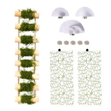 Imagem de Swirge Conjunto de 6 peças de acessórios de escalada, 1 ponte de corda de madeira, 3 plataformas de cogumelos, 2 decorações de rede de escalada