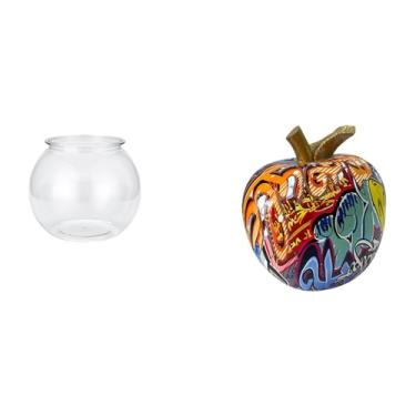 Imagem de Whtkoph Estátua Redonda Nórdica Transparente de Aquário com Grafite, Vaso Decorativo para Mesa, Escritório Ou Casa. Obra de Arte Colecionável. Ideal para Pres