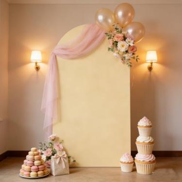 Imagem de Capa de fundo de arco de champanhe marfim 2,5 m, capa de arco de festa de casamento, pano de fundo elástico, chá de bebê, chá de panela, aniversário, elastano, capa de arco de champanhe
