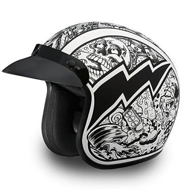 Imagem de Capacete de motocicleta Daytona – Graffiti 100% aprovado pelo DOTDaytona Helmets "Leading The Way In Quality Headgear" Medium preto DC6-G-M