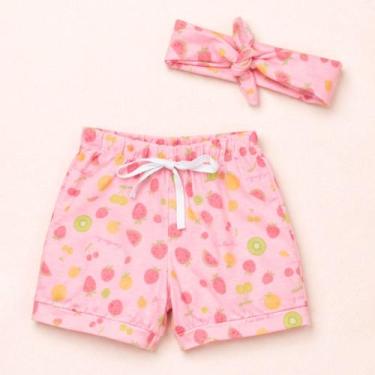 Imagem de Shorts com Faixinha Minimalista para Bebês até 12 Meses Cor:frutasTama