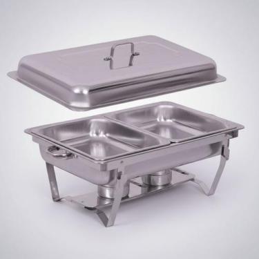 Imagem de Rechaud Retangular 12 L Com 2 Cubas Banho Maria Inox 12 Litros Banho M
