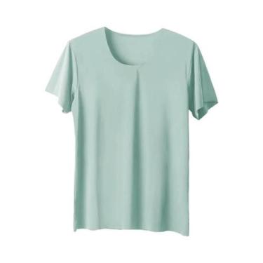 Imagem de Camiseta Masculina Slim Fit De Seda Gelada Sem Costura Branca 2 Peças 