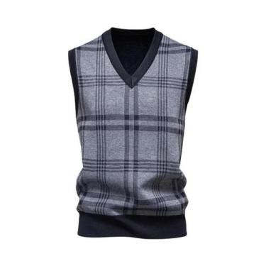 Imagem de Suéter Masculino De Tricô Com Decote Em V, Quente Para Outono E Invern