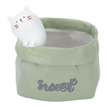 Imagem de TOPINCN Porta-canetas de Resinas, Animal Fofo Em Sacola de Compras, Ornamento de Mesa, Plantador Pequeno e Suculento, Com Uso Versátil para Decoração de Escritório, Mesa de Casa, (Gatas)