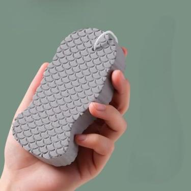 Imagem de Esponja de banho esfoliante cinza uso familiar esfoliante corporal para chuveiro limpeza profunda e lavagem diária confortável