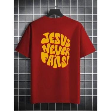 Imagem de Camiseta Jesus Never Fails Masculina Manfinity 100% Algodão Street Wea