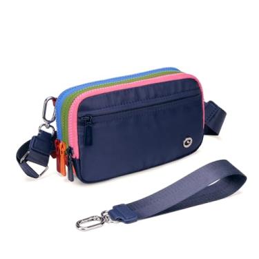 Imagem de Bolsas transversais pochetes para mulheres, bolsa transversal, bolsas pequenas, carteira de viagem, bolsa de cintura com alça larga, Azul
