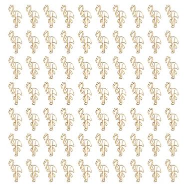 Imagem de Clipe de papel flamingo em forma de animal fofo arquivo nota página marcador clipes marcador para classificação de arquivo estudo de escritório organização 100 peças de metal (Ouro)