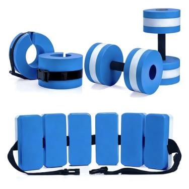 Imagem de MANO Halteres para exercícios aquáticos esportivos Aqua Fitness barras de mão para exercícios incluem conjunto de tornozelo e cinto para hidroginástica
