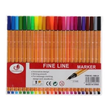 Imagem de Canetas Coloridas Ponta Fina Fineliner 0.4mm Kit 24 Cores