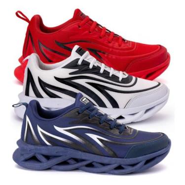 Imagem de Kit 3 Tenis Masculino Confortável Macio Para Caminhada Academia Corrid