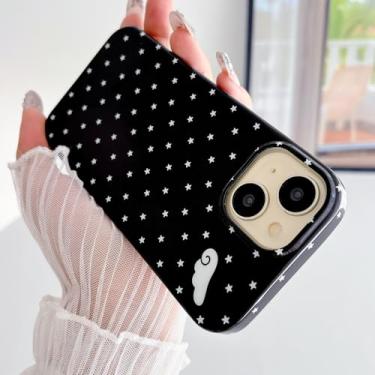 Imagem de Weonmov Capa para iPhone 13/iPhone 14/iPhone 15,5 cm, estampa de asas de anjo, capa rígida de proteção à prova de choque para mulheres e homens de 6,1 polegadas - preta