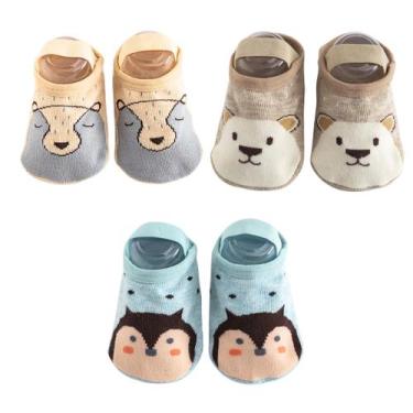 Imagem de Kit 3 Meias Sapatilhas Antiderrapante Pietra Baby Infantil Unissex Alg